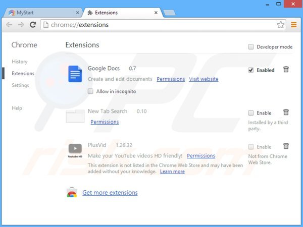 Removing searchshock.com from Google Chrome extensions