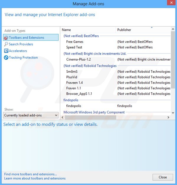 Removing searchshock.com related Internet Explorer extensions