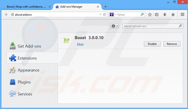 Removing shop with boost from Mozilla Firefox step 2
