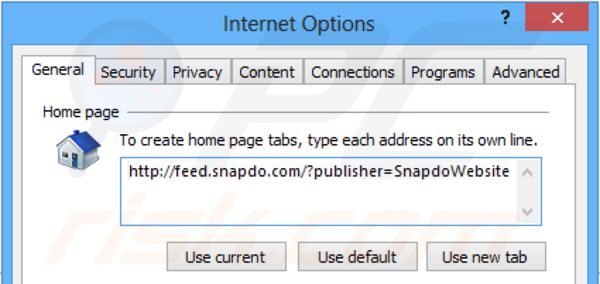 Removing snapdo.com from Internet Explorer homepage