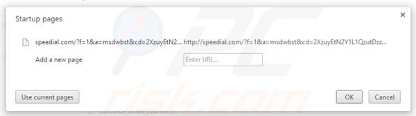 Removing speedial.com from Google Chrome homepage