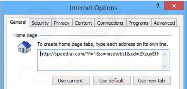 Removing speedial.com from Internet Explorer homepage