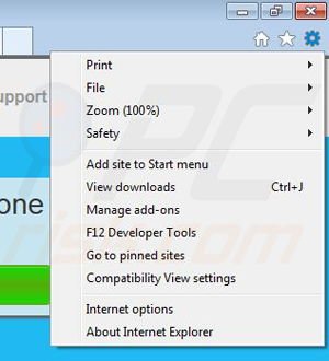 Removing webget from Internet Explorer step 1