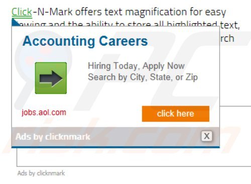 clicknmark adware generating intrusive online ads
