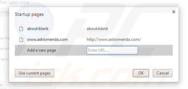 Remove Astromenda browser hijacker from Google Chrome step 2