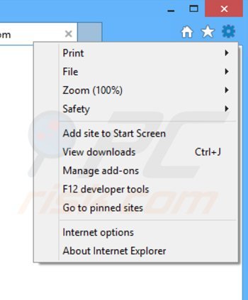 Removing browseignite ads from Internet Explorer step 1