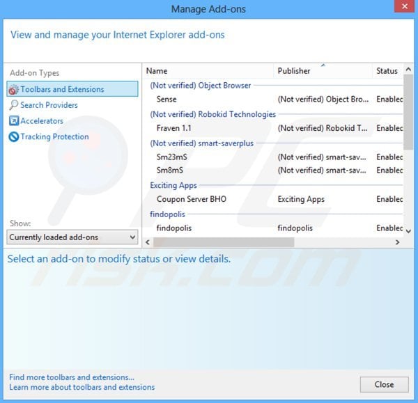 Removing browseignite ads from Internet Explorer step 2