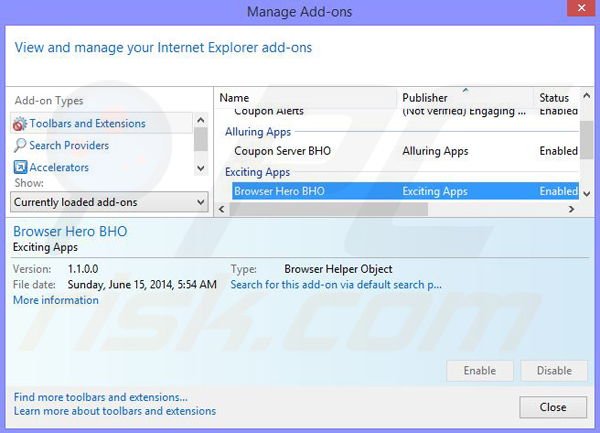 Removing BrowserChampion ads from Internet Explorer step 2