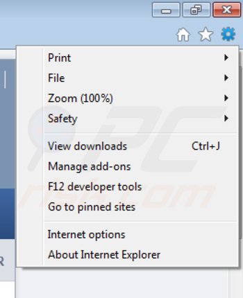 Removing dealgest ads from Internet Explorer step 1