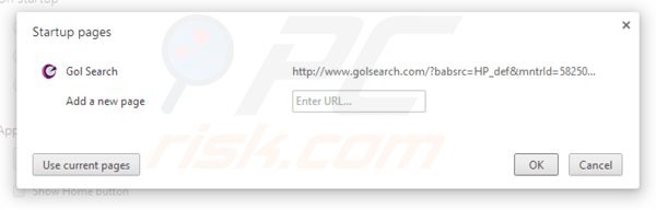 Removing golsearch.com from Google Chrome homepage