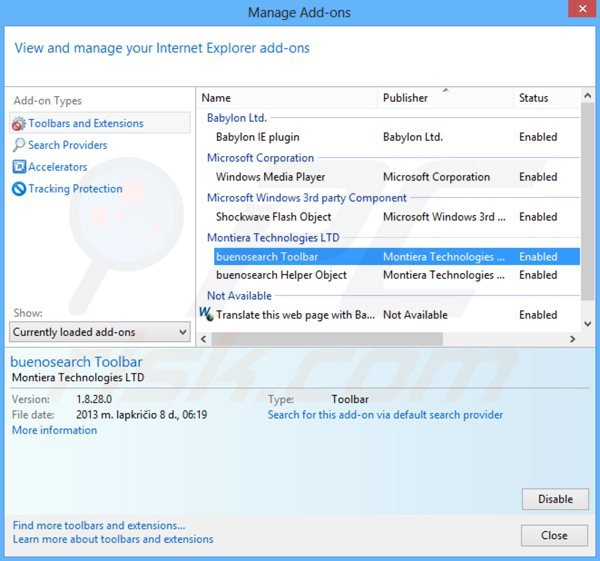 Removing golsearch.com related Internet Explorer extensions