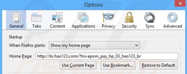 Removing hao123.com from Mozilla Firefox homepage