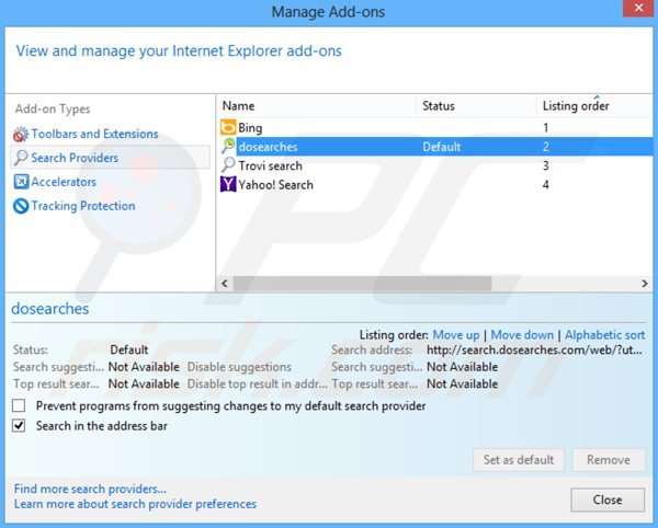 Removing istart123.com from Internet Explorer default search engine