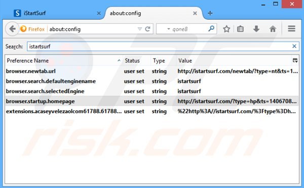 Removing istartsurf.com from Mozilla Firefox default search engine