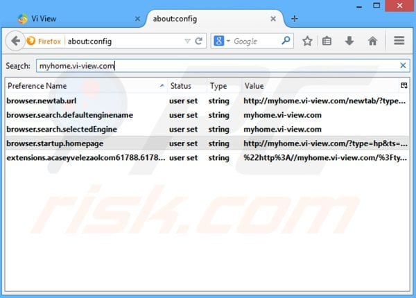 Removing myhome.vi-view.com from Mozilla Firefox default search engine