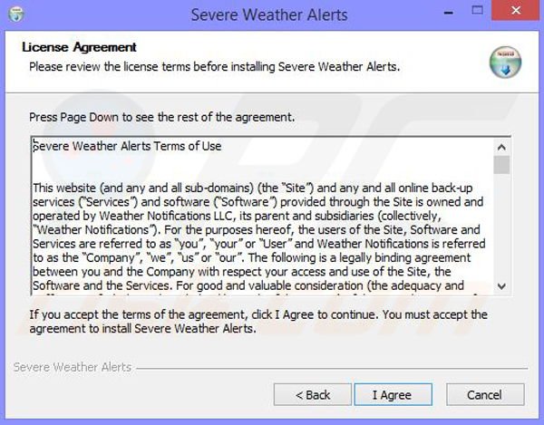 Installation setup for Severe Weather Alerts