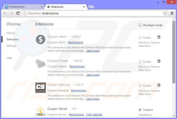 Removing TheBestDeals ads from Google Chrome step 2