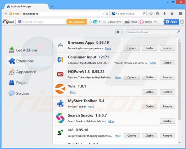 Removing edeals from Mozilla Firefox step 2