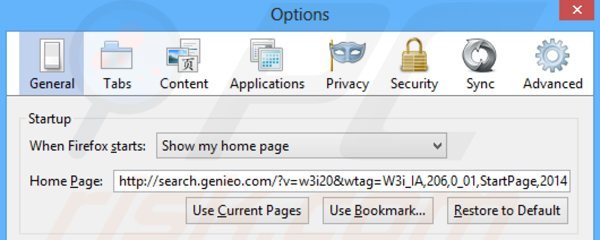 Removing search.genieo.com from Mozilla Firefox homepage
