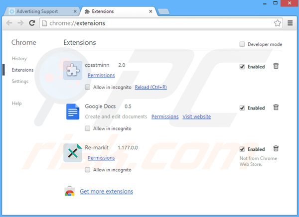 Removing information ads from Google Chrome step 2