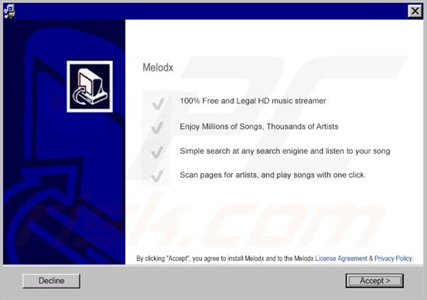 Melodx adware installer