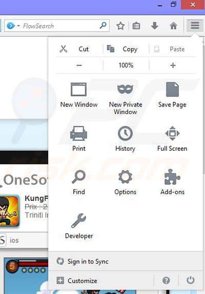 Removing OneSoftPerDay ads from Mozilla Firefox step 1