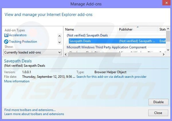 Removing OneSoftPerDay ads from Internet Explorer step 2