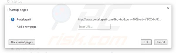 Removing portalsepeti.com from Google Chrome homepage