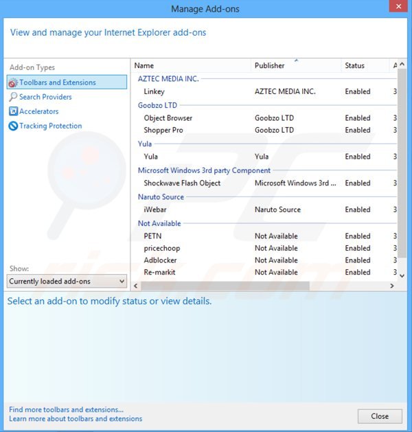 Removing premieropinion surveys from Internet Explorer step 2