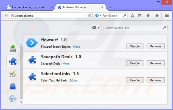 Removing Savepath Deals ads from Mozilla Firefox step 2