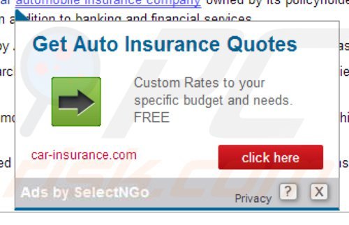 selectngo adware generating intrusive online ads - 'Ads by SelectNGo'