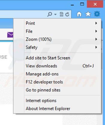 Removing tinywallet ads from Internet Explorer step 1