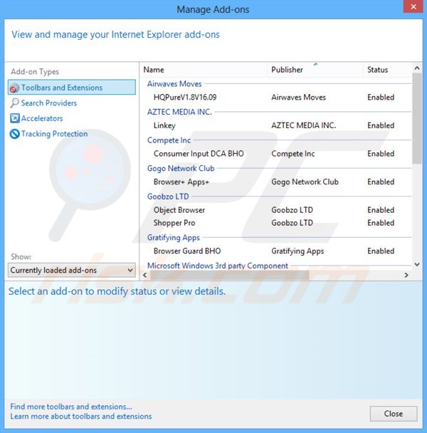 Removing CloudGuard related adware from Internet Explorer step 2