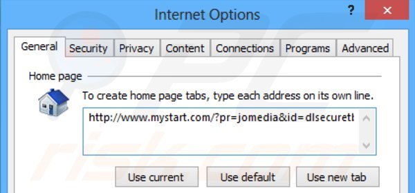 Removing dlsecure redirect from Internet Explorer homepage