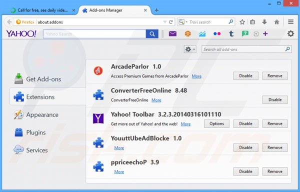 Removing KNCTR related adware from Mozilla Firefox step 2