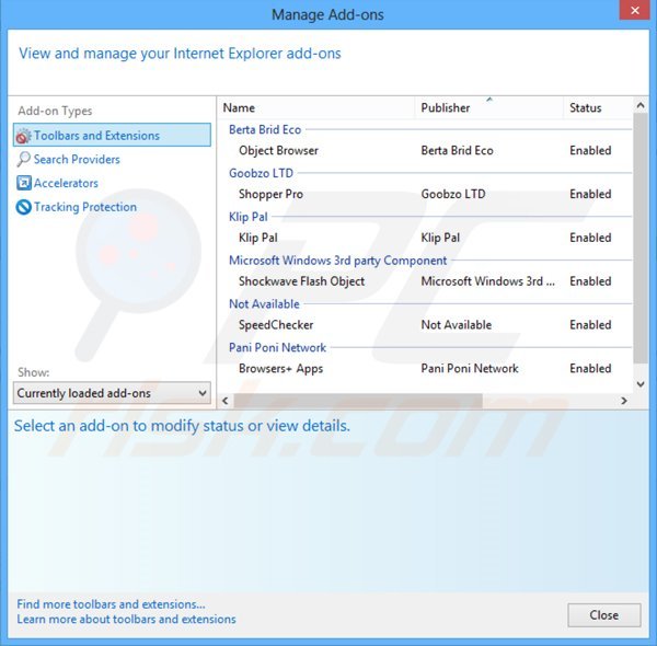 Removing MySafeProxy ads from Internet Explorer step 2