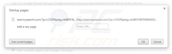 Removing start.mysearchs.com from Google Chrome homepage