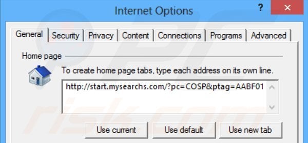 Removing start.mysearchs.com from Internet Explorer homepage