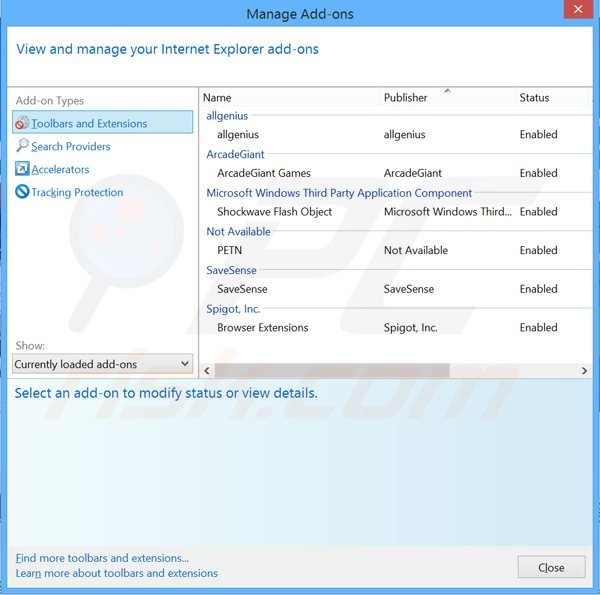 Removing pricehorse ads from Internet Explorer step 2