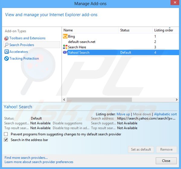 Removing searchpge.com from Internet Explorer default search engine