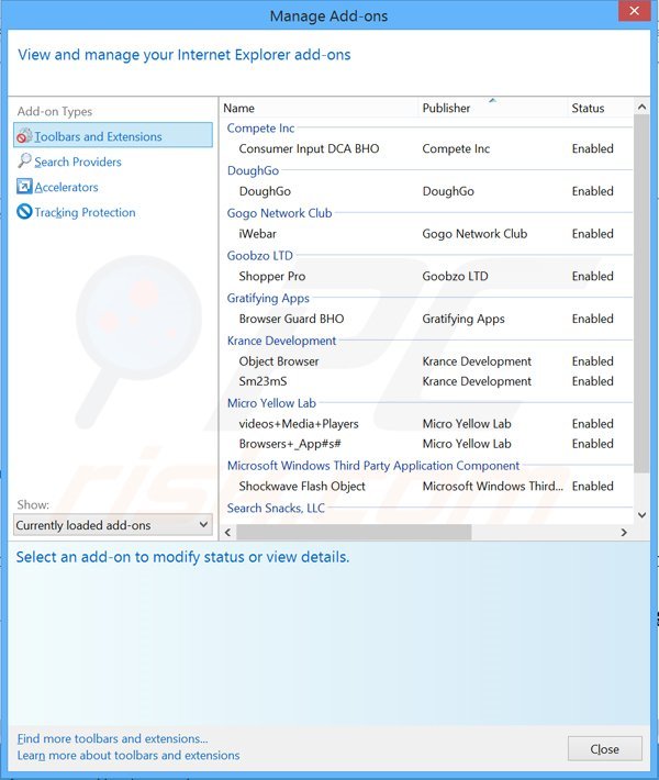 Removing SurfShield ads from Internet Explorer step 2