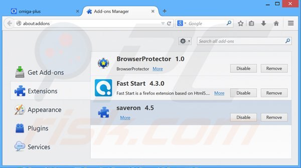 Removing apptou ads from Mozilla Firefox step 2