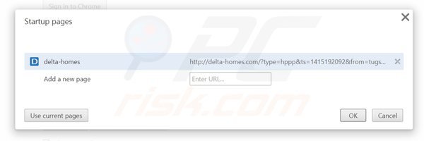 Removing delta-homes.com from Google Chrome homepage