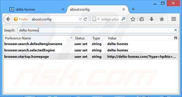 Removing delta-homes.com from Mozilla Firefox default search engine
