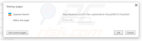 Removing lasaoren.com from Google Chrome homepage