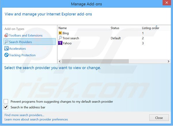 Removing yaimo.com from Internet Explorer default search engine
