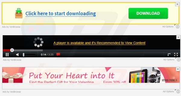 Banner ads generated by VeriBrowse adware