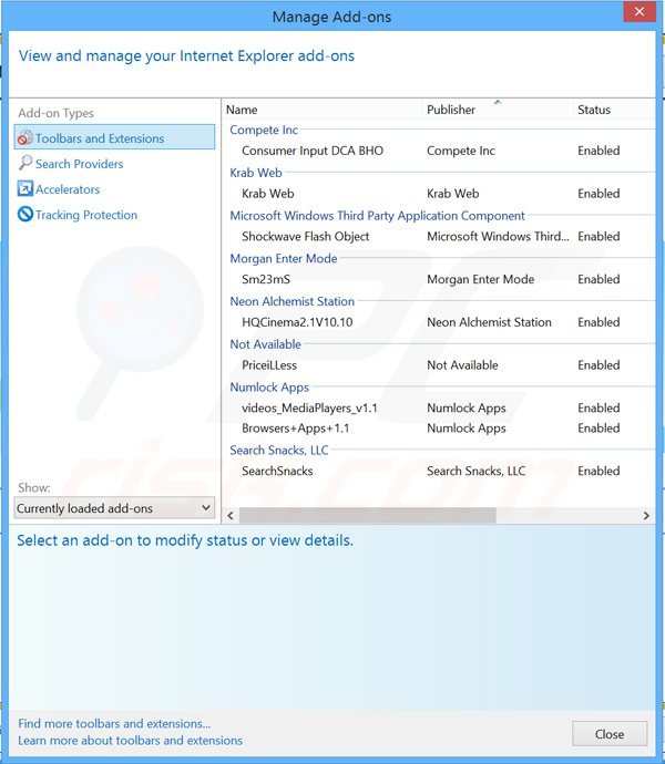 Removing vosteran.com related Internet Explorer extensions