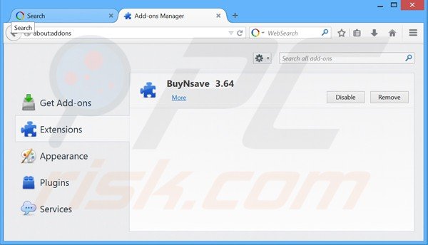 Removing websearch.searchmania.info related Mozilla Firefox extensions