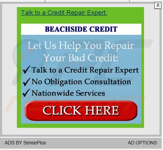 senseplus adware generating intrusive online ads sample 1